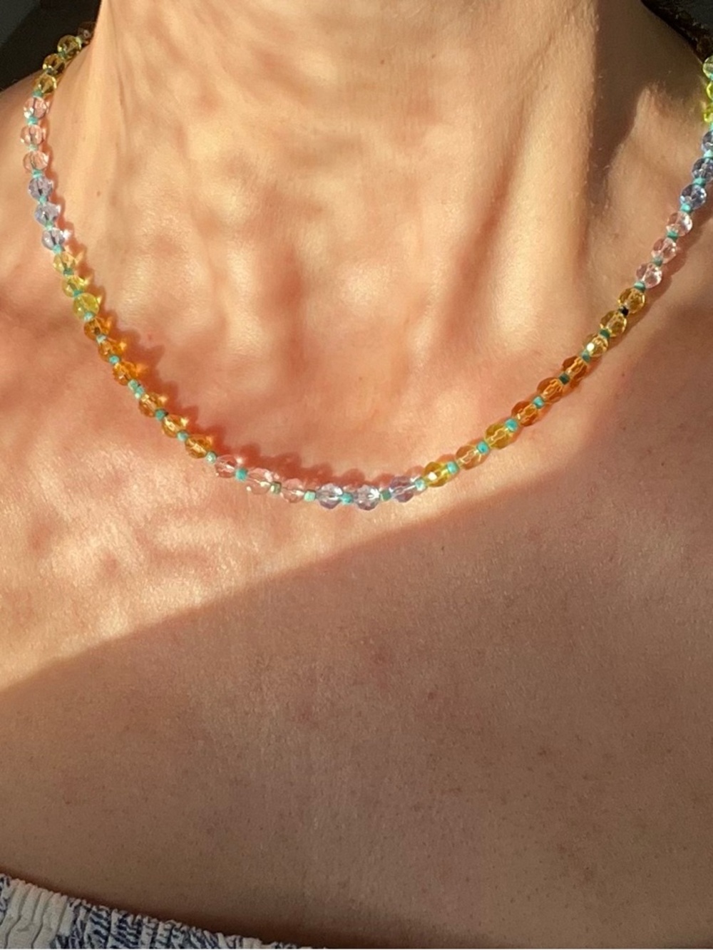 Mayamar Pastel, 24 karat gold and Real Turquoise Beaded Necklace New